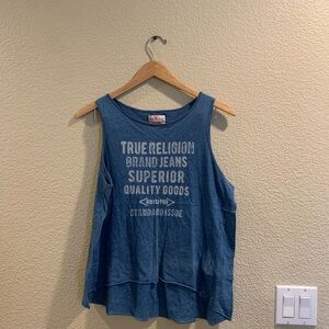 True Religion Blue Boxy Sleeveless Tank Top